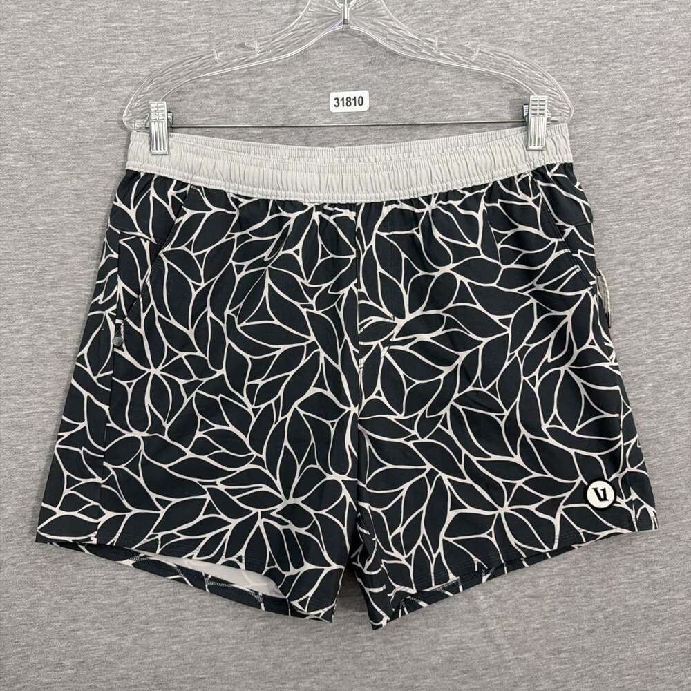 Vuori Mens Large Maverick Volley Unlined Swim Board Shorts Line Geometric